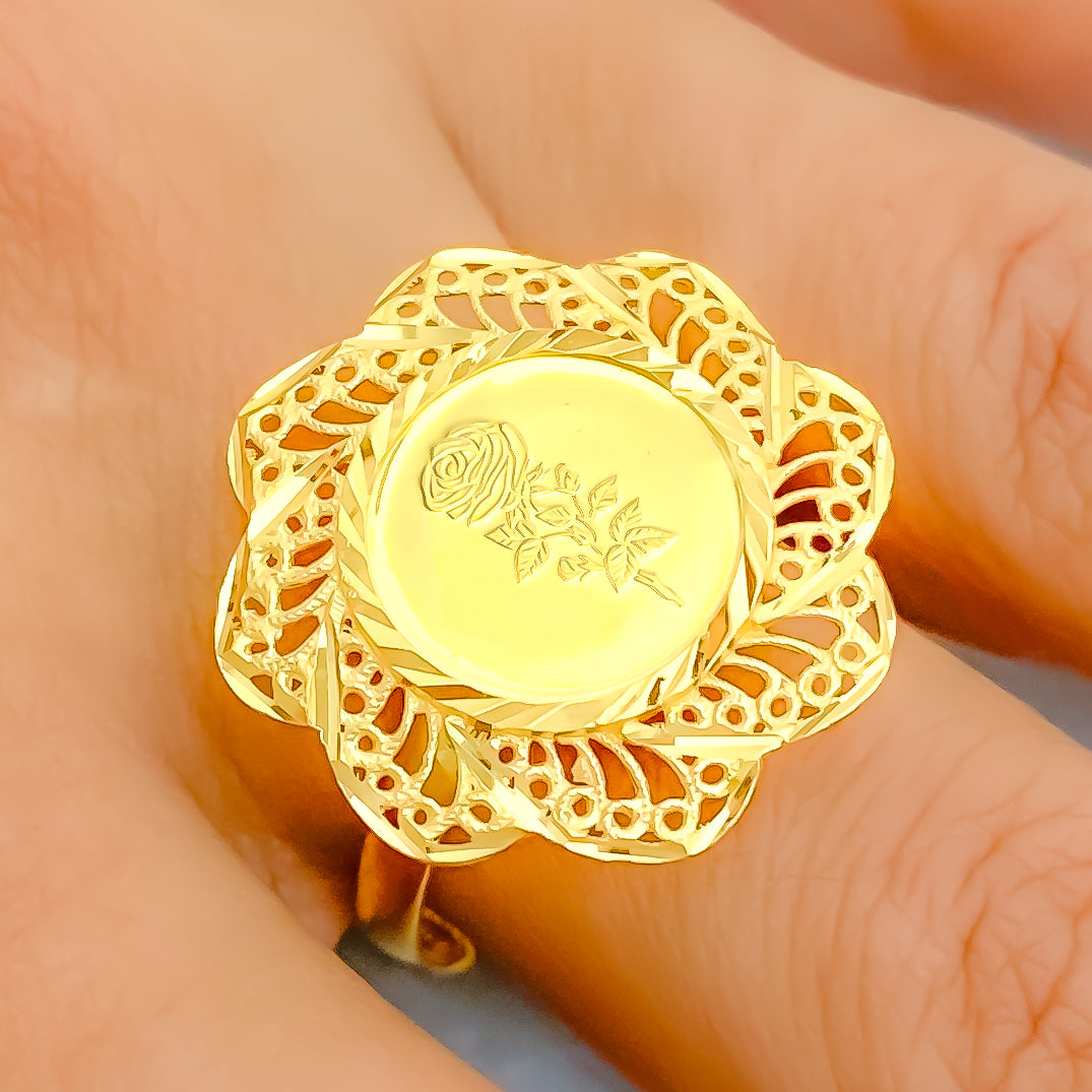 Luxury 18K Gold Plated Silver Party Rings For Women Adjustable Free  Shipping Rose Flower Exquisite Wedding Ring